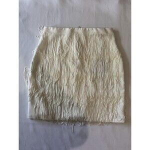 PrettyLittleThing Mini Skirt Womens Size 6 White Tiered Fringe Lined
